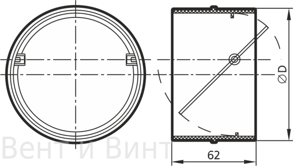 Содинитель круглых каналов с обратным клапаном СКПО (тех харак)