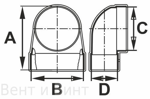 Соединитель плоских воздуховодов с круглыми угловой 90 градусов СККП ...